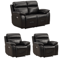 Renato Genuine Leather Black Electric Recliner 2+1+1 Seater