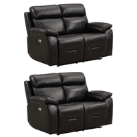 Renato Genuine Leather Black Electric Recliner 2+2 Seater
