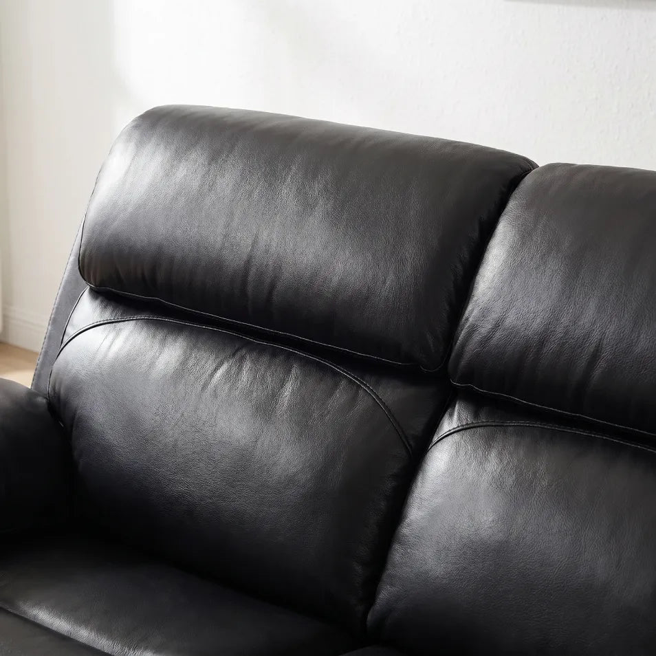 Renato Genuine Leather Black Electric Power Recliner 3 Seater - view 4 - Furniture Instore