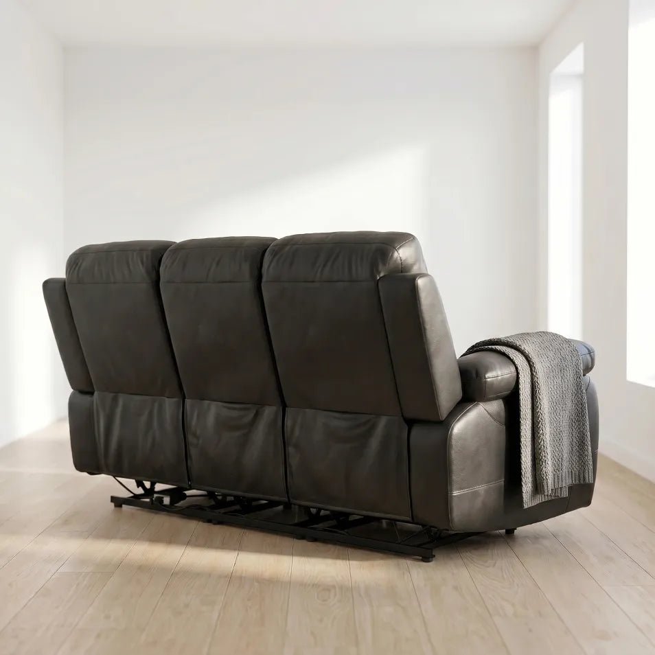 Renato Genuine Leather Black Electric Power Recliner 3 Seater - view 7 - Furniture Instore