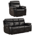 Renato Genuine Leather Black Electric Power Recliner 3+1 Seater Set