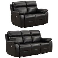 Renato Genuine Leather Black Electric Recliner 3+2 Seater