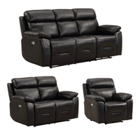 Renato Genuine Leather Black Electric Recliner 3+2+1 Seater