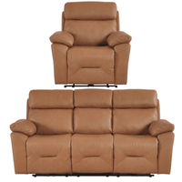 Renato Genuine Leather Caramel Electric Recliner 3+1 Seater Sofa Set