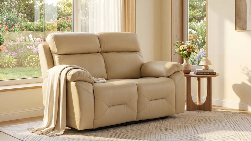 Renato Genuine Leather Cream Electric Power Recliner 2 Seater - view 8 - Furniture Instore