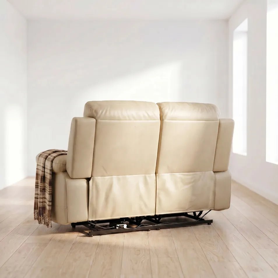 Renato Genuine Leather Cream Electric Power Recliner 2 Seater - view 7 - Furniture Instore