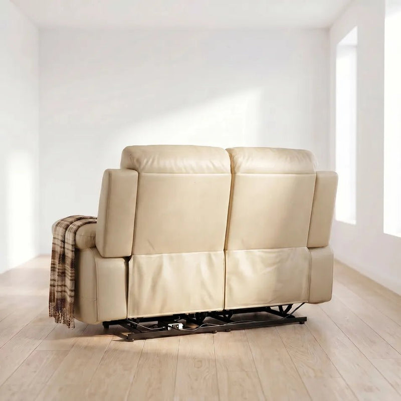 Renato Genuine Leather Cream Electric Power Recliner 2 Seater - view 7 - Furniture Instore