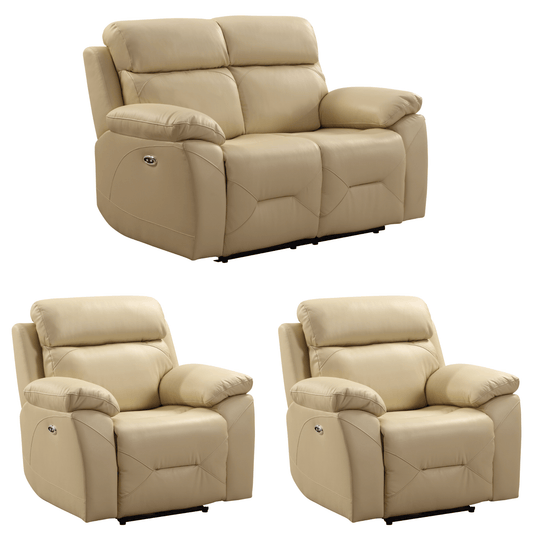 Cream leather recliner sofa set