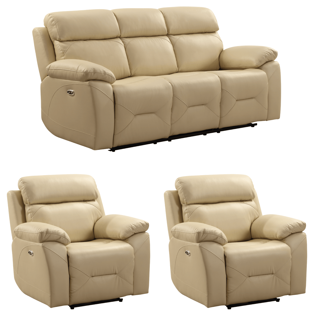 Cream leather recliner sofa set