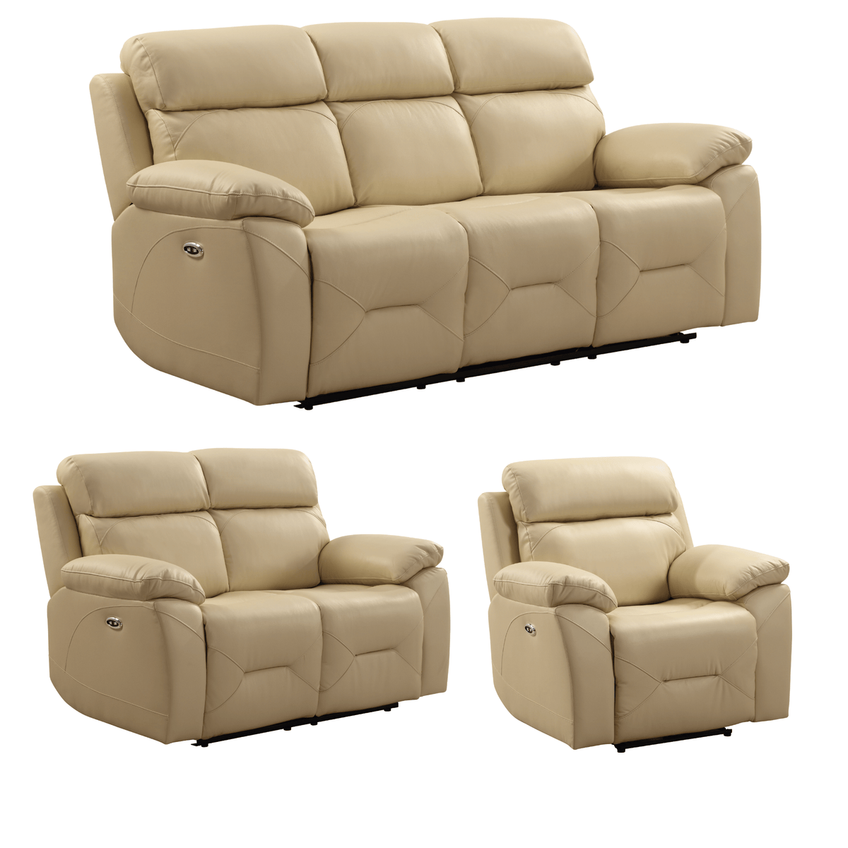 Cream leather recliner sofa set
