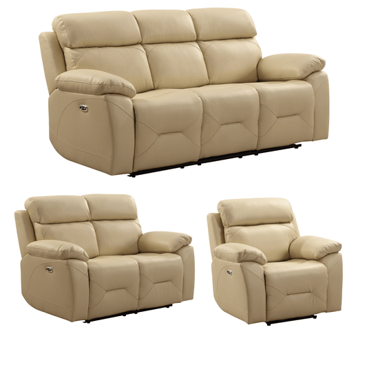 Cream leather recliner sofa set