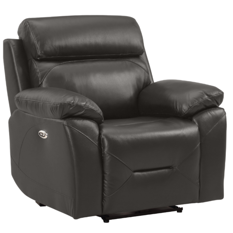 Renato Grey Leather Power Recliner Chair - Furniture Instore