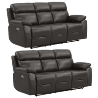 Renato Genuine Leather Grey Electric Recliner 3+3 Seater