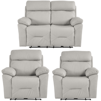 Renato Genuine Leather Light Grey Electric Power Recliner 2+1+1 Sofa Set