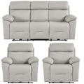 Renato Genuine Leather Light Grey Electric Power Recliner 3+1+1 Seater Sofa Set