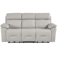 Renato Light Grey Genuine Leather Electric Recliner 3 Seater Sofa