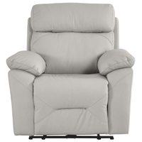Renato Genuine Leather Light Grey Electric Power Recliner Armchair