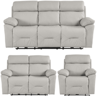 Renato Genuine Leather Light Grey Electric Power Recliner 3+2+1 Seater Sofa Set