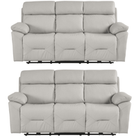 Renato Genuine Leather Light Grey Electric Power Recliner 3+3 Seater Sofa Set
