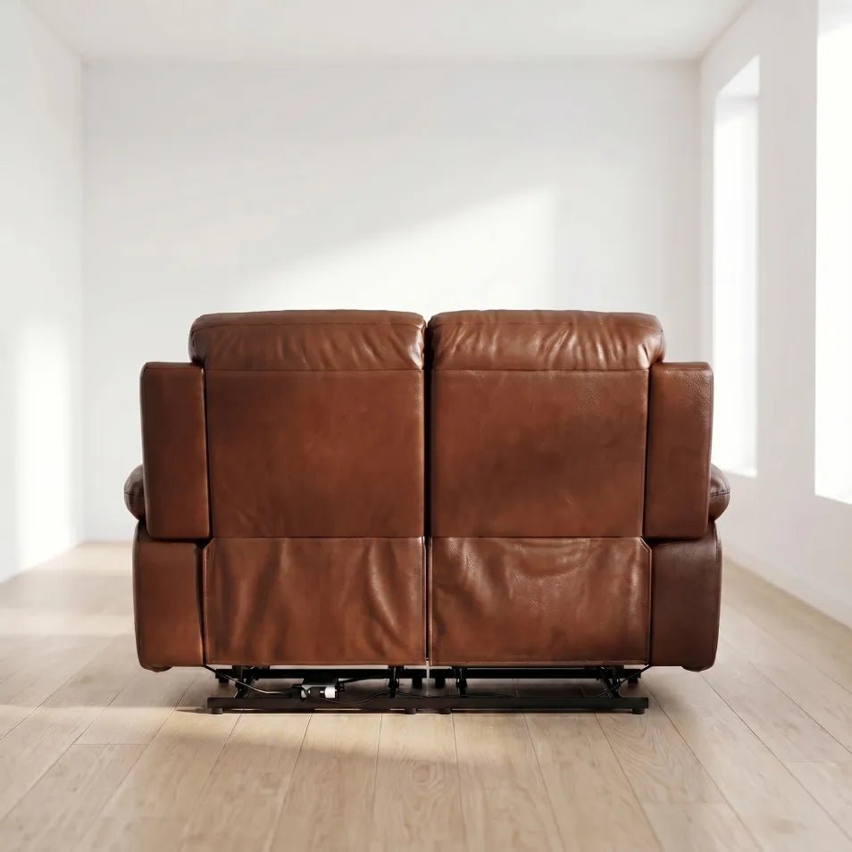 Renato Genuine Leather Tan Electric Power Recliner 2 Seater - view 6 - Furniture Instore