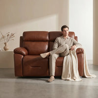 Renato Genuine Leather Tan Electric Power Recliner 2 Seater - view 2 - Furniture Instore