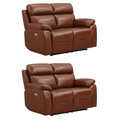 Renato Genuine Leather Tan Electric Recliner 2+2 Sofa Set