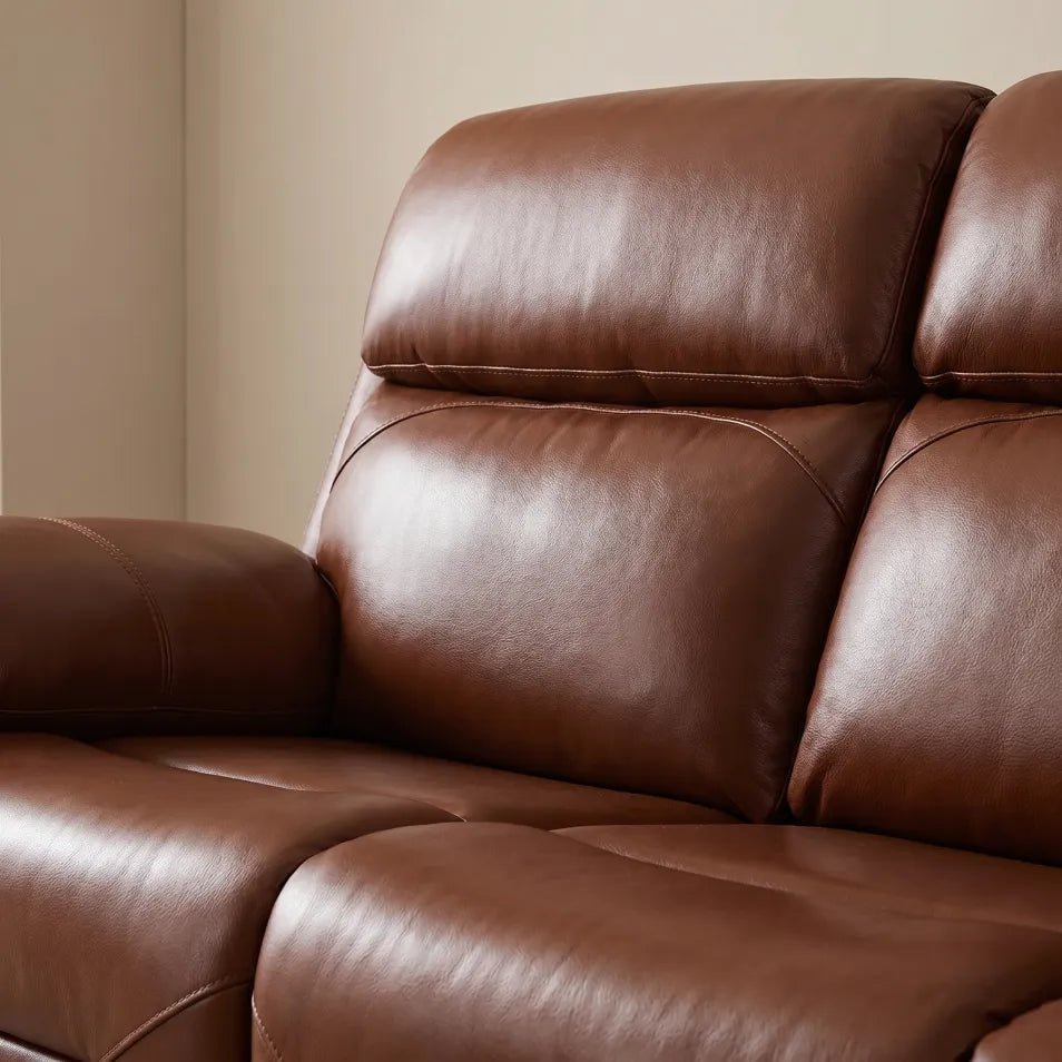 Renato Genuine Leather Tan Electric Power Recliner 3 Seater - view 4 - Furniture Instore