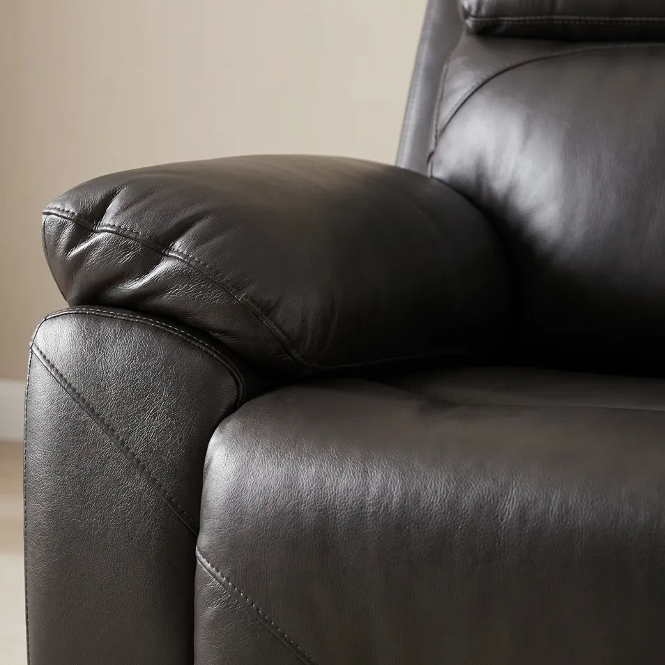 Renato Grey Leather Power Recliner Chair - view 5 - Furniture Instore