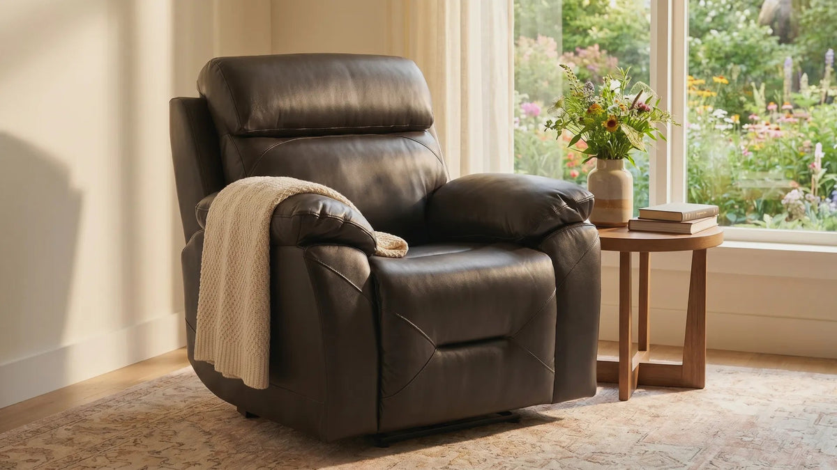 Renato Grey Leather Power Recliner Chair - view 8 - Furniture Instore