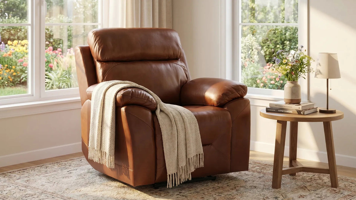 Renato Tan Power Recliner Armchair - view 8 - Furniture Instore