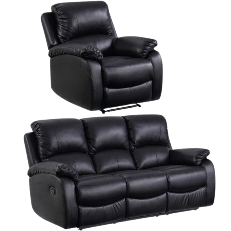 roma-black-manual-leather-3-1-seater-set