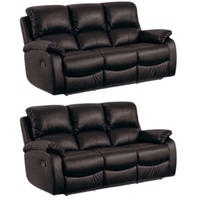 Roma Brown Leather Manual Recliner 3+3 Seater Sofa Set