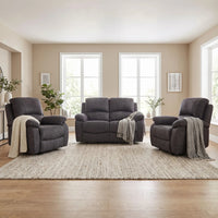 Roma Grey Fabric Electric Recliner 2+1+1 Seater Sofa Set - Furniture Instore