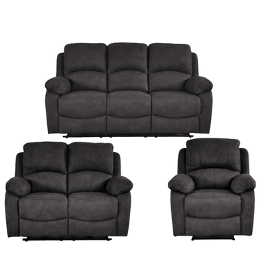 Roma Grey Fabric Electric Recliner 3+2+1 Seater Sofa Set