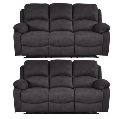 Roma Grey Fabric Electric Recliner 3+3 Seater Sofa Set