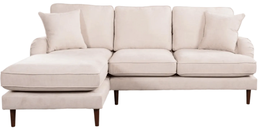 Beige sectional sofa on a white background