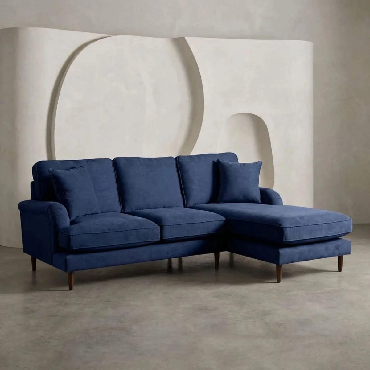 Rupert Navy Fabric Right Hand Corner Sofa - Furniture Instore