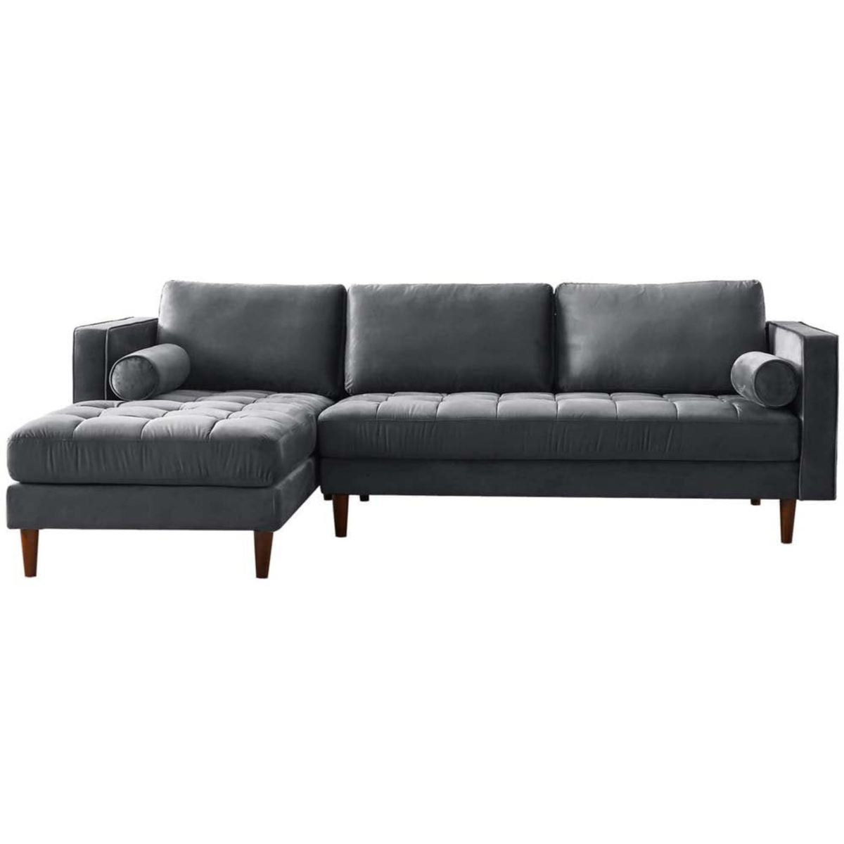 Gray sectional sofa on a white background