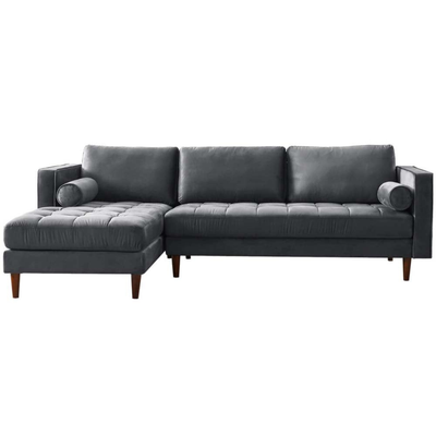 Scott Grey Velvet Corner Sofa LHC