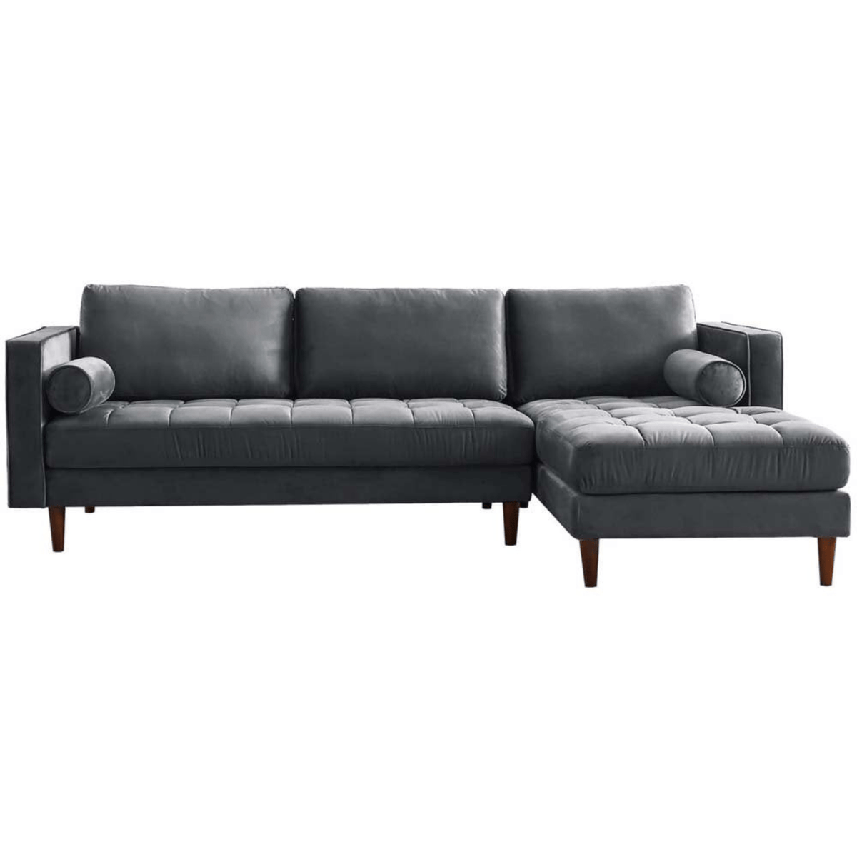Gray sectional sofa on a white background