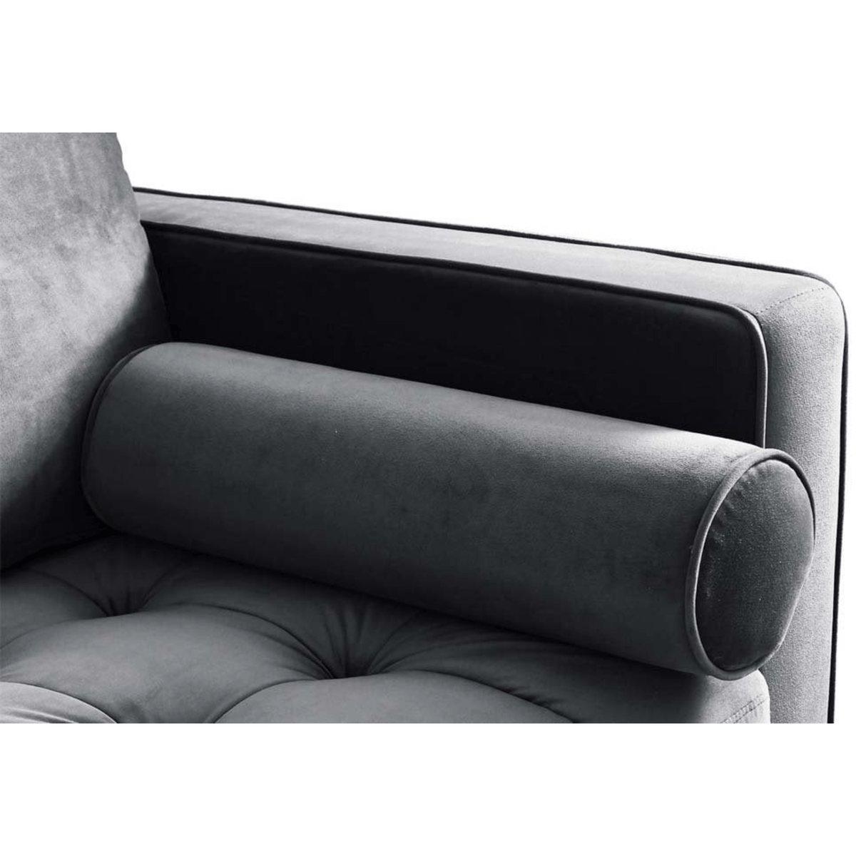 Gray cushion on a modern chair with a white background