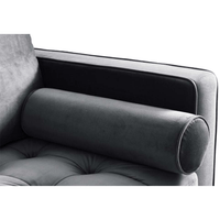 Gray cushion on a modern chair with a white background