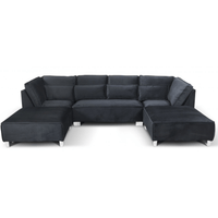 Sloane U Shape Black Velvet Corner Sofa