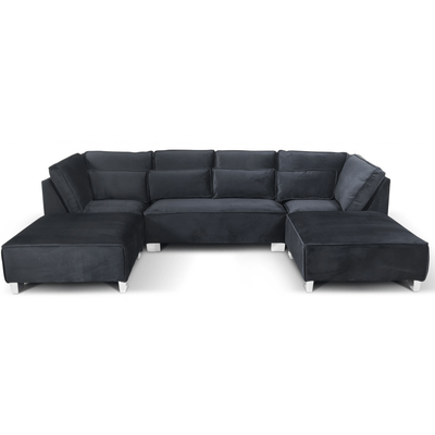 Sloane U Shape Black Velvet Corner Sofa