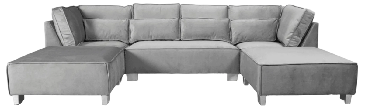 Gray sectional sofa on a white background