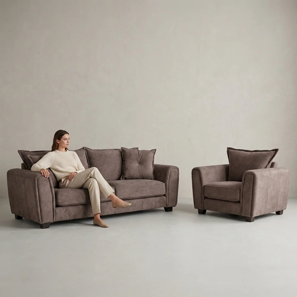 Somerford Chocolate Fabric 3+1 Seater Sofa Set - Furniture Instore