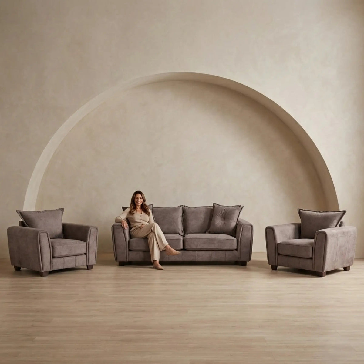 Somerford Chocolate Fabric 3+1+1 Seater Sofa Set - Furniture Instore