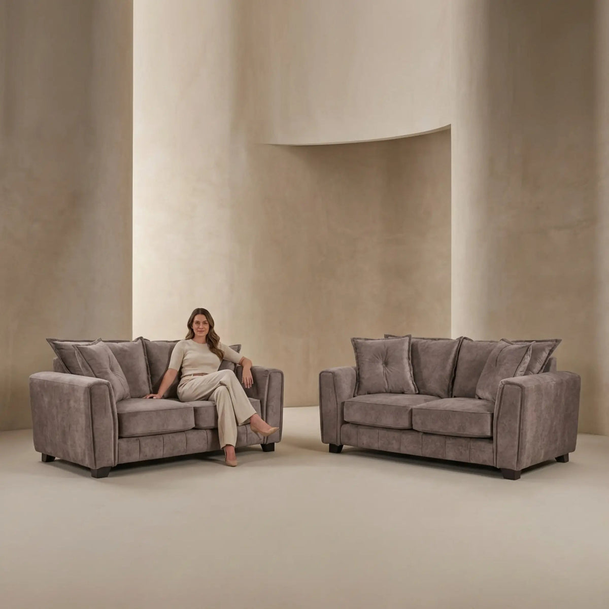 Somerford Fabric Chocolate 2+2 Seater Sofa Set - Furniture Instore