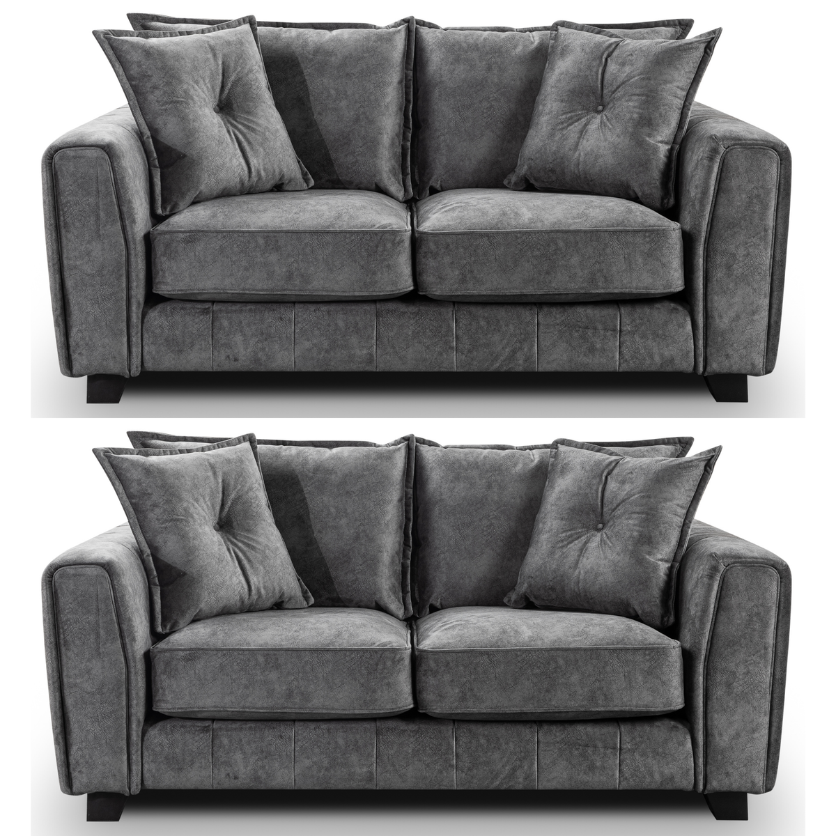 Somerford Grey 2+2 Sofa Set Front Facing with Grey Fabric Upholstery on White Background