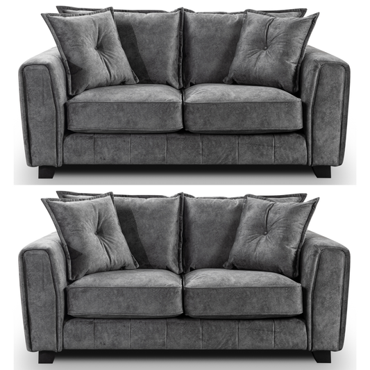 Somerford Grey 2+2 Sofa Set Front Facing with Grey Fabric Upholstery on White Background
